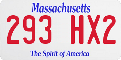 MA license plate 293HX2