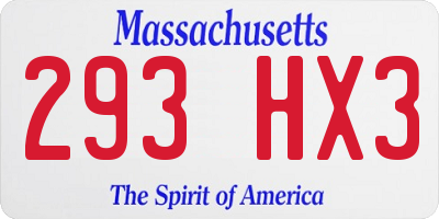 MA license plate 293HX3