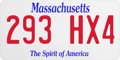 MA license plate 293HX4