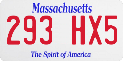 MA license plate 293HX5