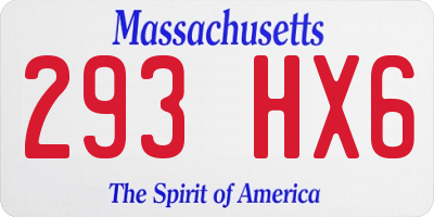 MA license plate 293HX6