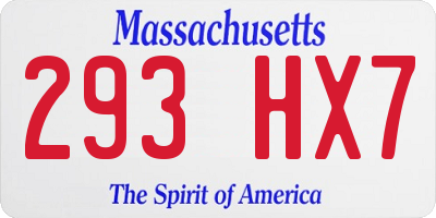 MA license plate 293HX7