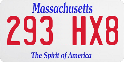 MA license plate 293HX8