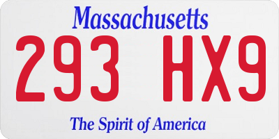 MA license plate 293HX9