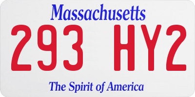 MA license plate 293HY2