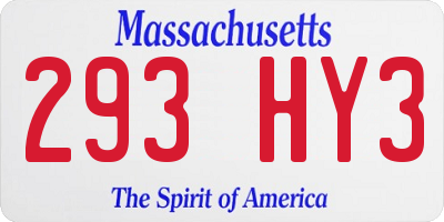 MA license plate 293HY3