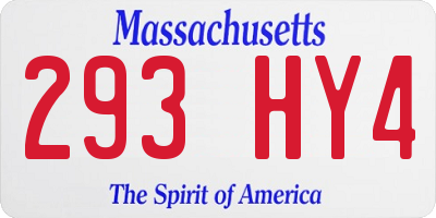 MA license plate 293HY4
