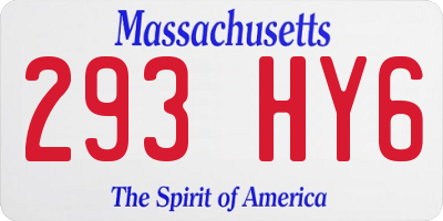 MA license plate 293HY6