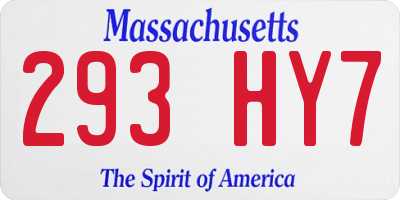 MA license plate 293HY7