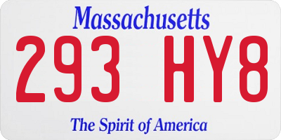 MA license plate 293HY8