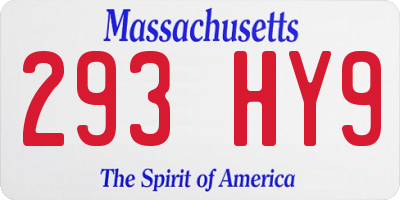 MA license plate 293HY9