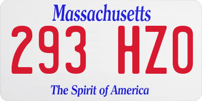 MA license plate 293HZ0