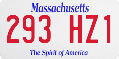 MA license plate 293HZ1