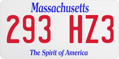 MA license plate 293HZ3