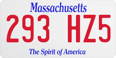 MA license plate 293HZ5