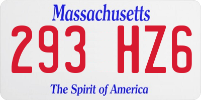 MA license plate 293HZ6