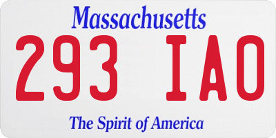 MA license plate 293IA0