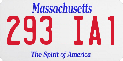 MA license plate 293IA1