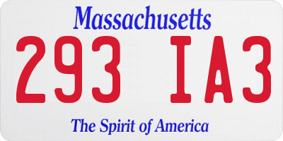 MA license plate 293IA3
