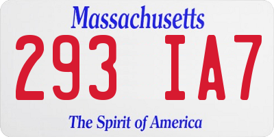 MA license plate 293IA7