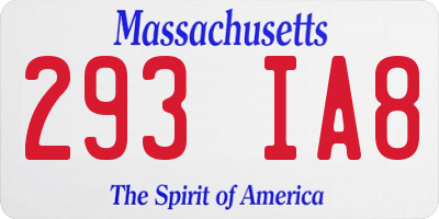 MA license plate 293IA8
