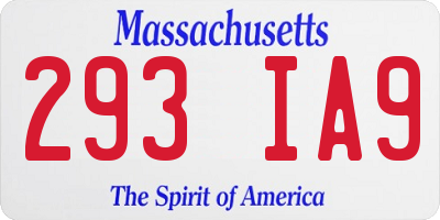 MA license plate 293IA9