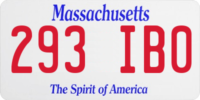 MA license plate 293IB0