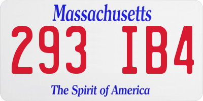 MA license plate 293IB4