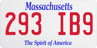 MA license plate 293IB9