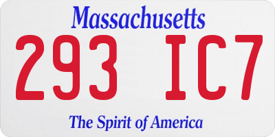 MA license plate 293IC7