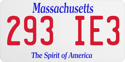 MA license plate 293IE3