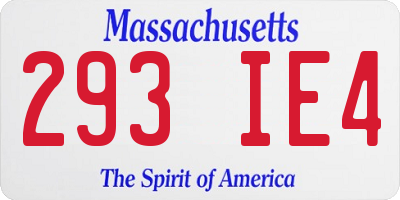 MA license plate 293IE4