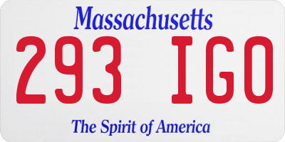 MA license plate 293IG0