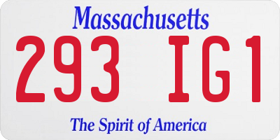 MA license plate 293IG1