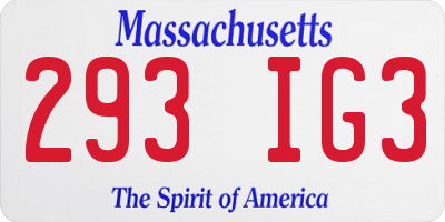 MA license plate 293IG3