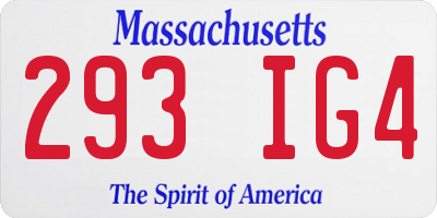 MA license plate 293IG4