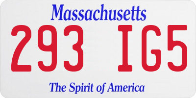 MA license plate 293IG5