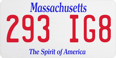 MA license plate 293IG8