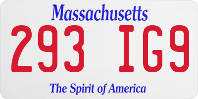 MA license plate 293IG9