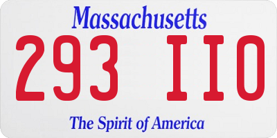 MA license plate 293II0
