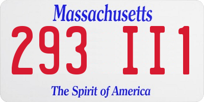 MA license plate 293II1