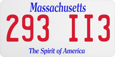 MA license plate 293II3