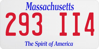 MA license plate 293II4