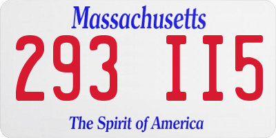 MA license plate 293II5