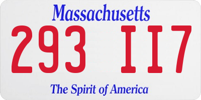 MA license plate 293II7