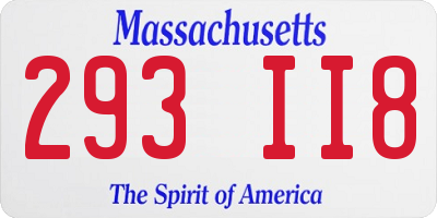 MA license plate 293II8
