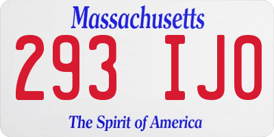 MA license plate 293IJ0