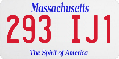 MA license plate 293IJ1