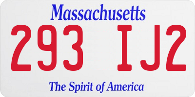 MA license plate 293IJ2