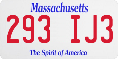 MA license plate 293IJ3